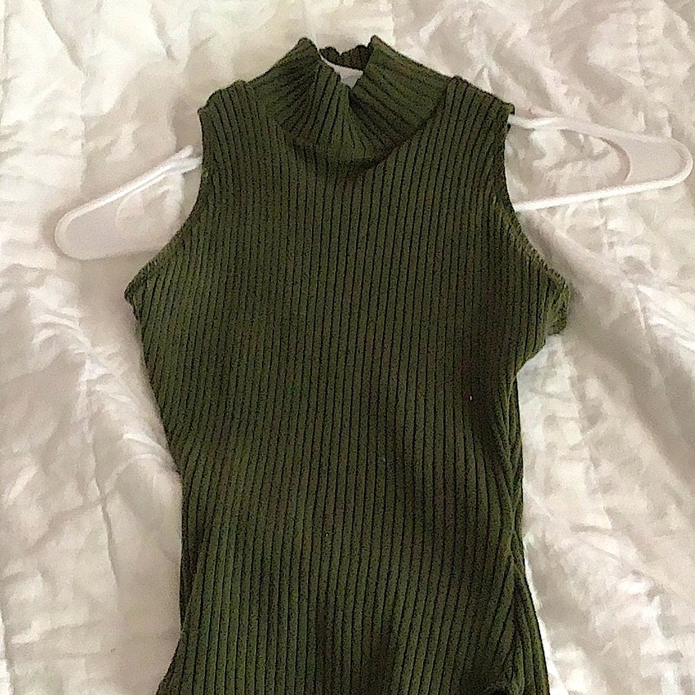 “The Limited” green turtle neck tank top body suit, Womens Small
